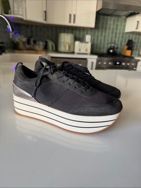 Zara Black Platform Lace-Up Women's Sneakers